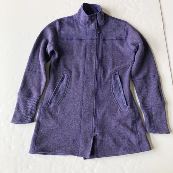 TITLE NINE Swacket Asymmetrical Zip Purple Wool Blend Jacket Hiking Womens Small - Picture 3 of 11